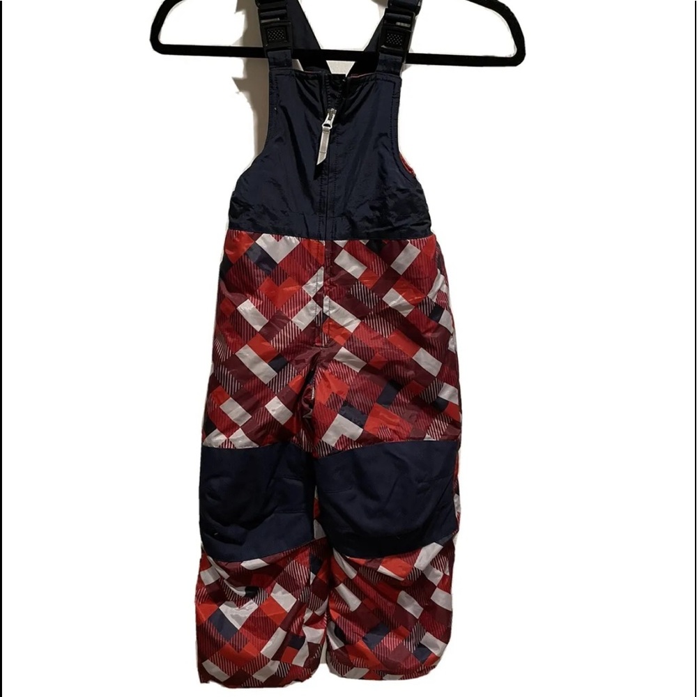 Lands End Girls Boys Red Blue Grow A Long Snow Bibs Ski Overall Pants Size 4 EUC